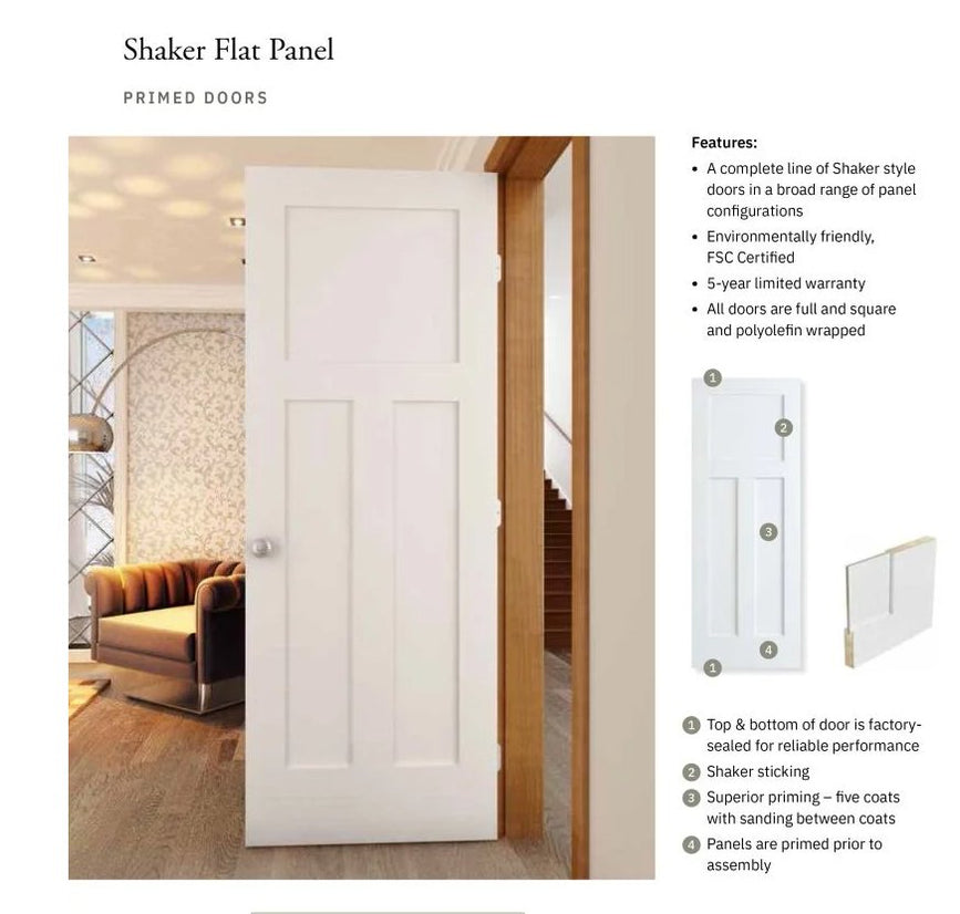 1TM Shaker Door- Single Panel Flat Shaker Style and Rail — PBSbuild